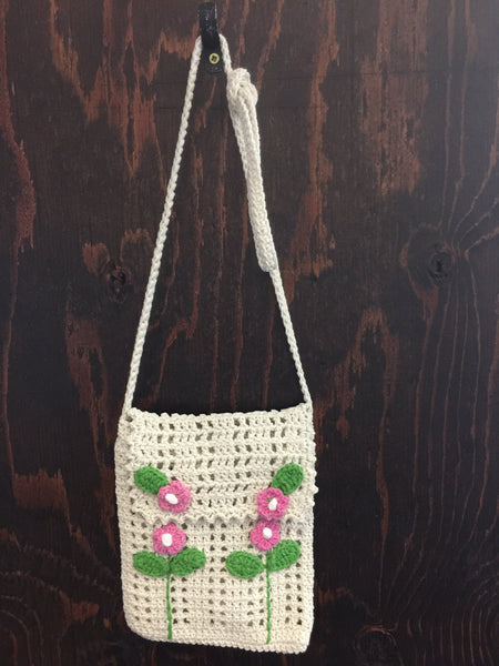 White/Pink Flower Purse